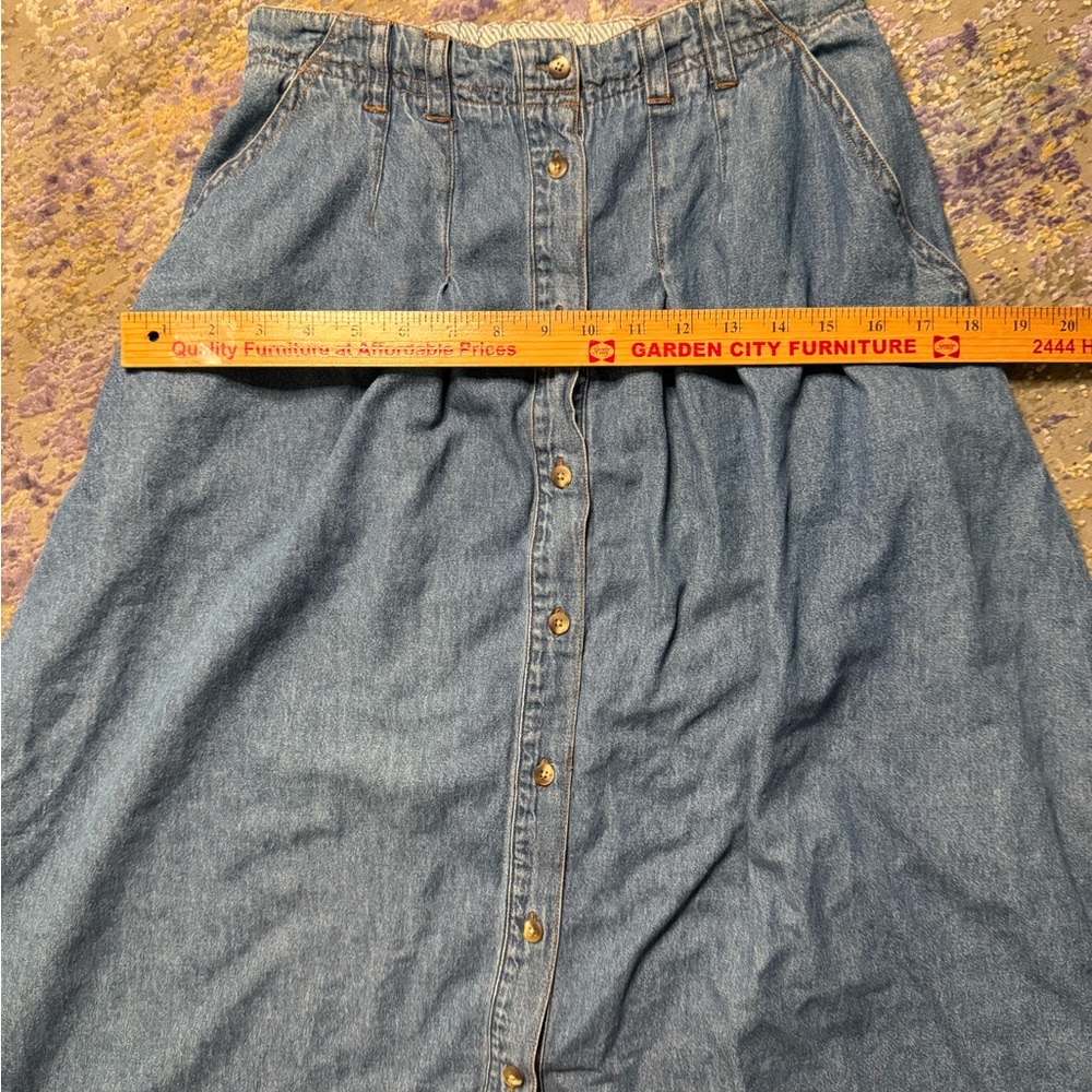 Vintage 90’s Denim Maxi Skirt Button-up front with pockets - Picture 5 of 7